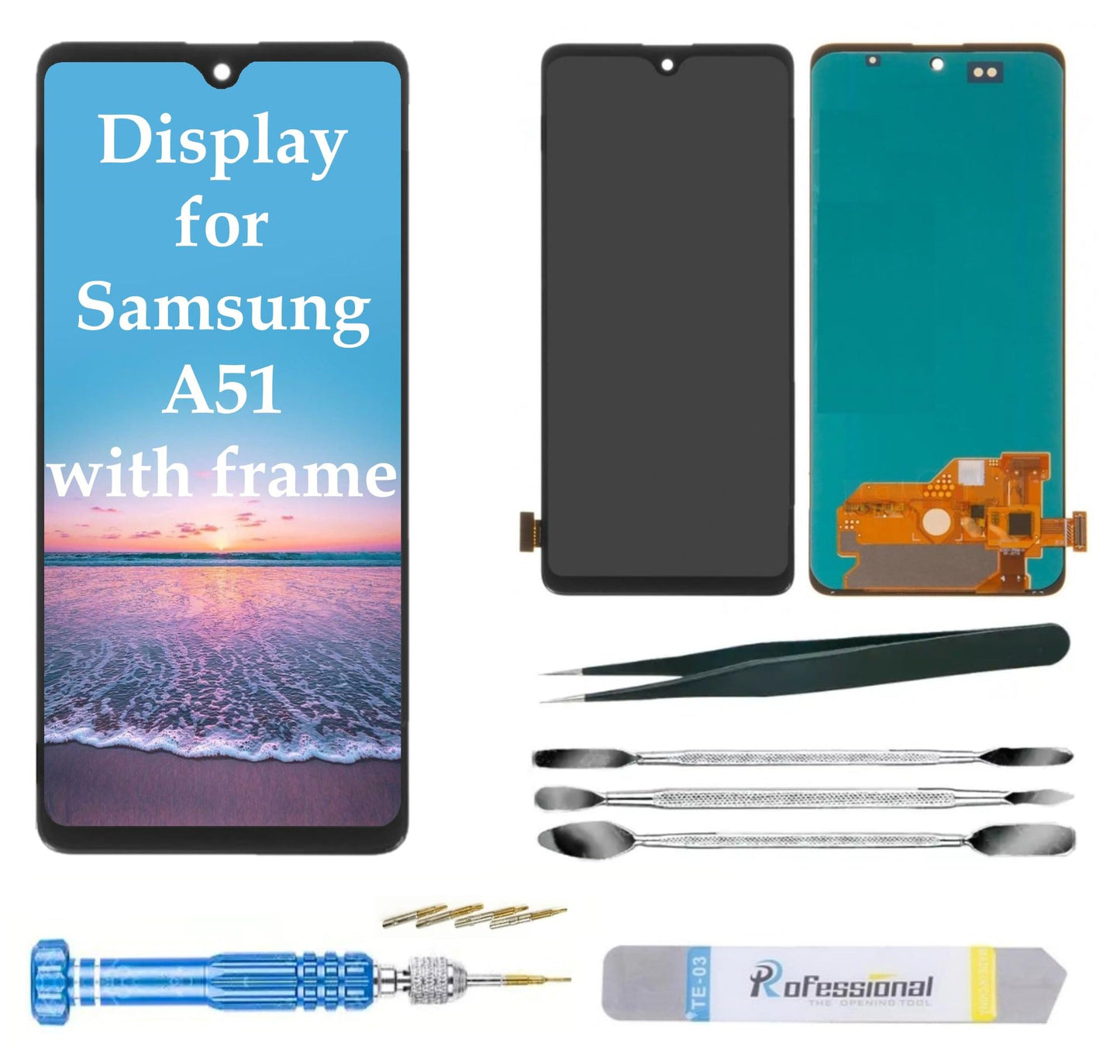 Display for Samsung A51 2019 A515 A515F SM-A515f LCD Incell Screen Replacement Digitizer Touchscreen with Tools Black with frame