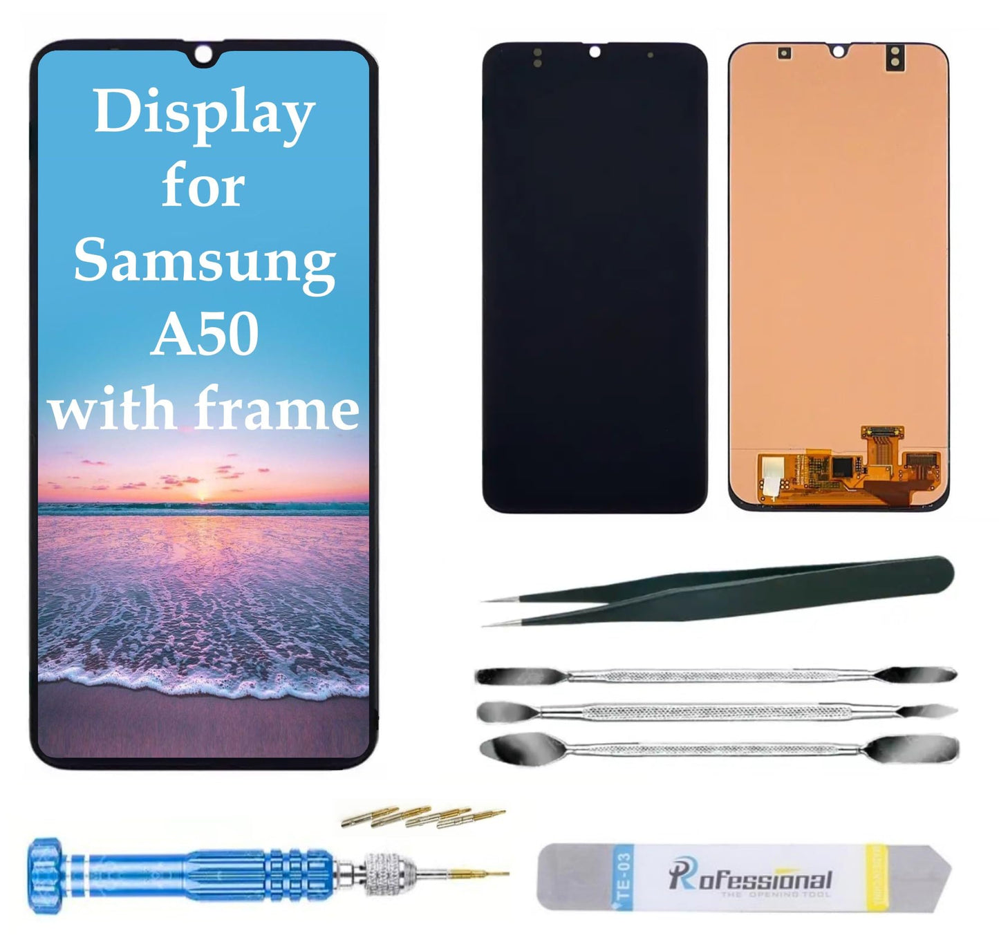 Display for Samsung A50 2019 A505 A505F SM-A505f LCD Incell Screen Replacement Digitizer Touchscreen with Tools Black with frame